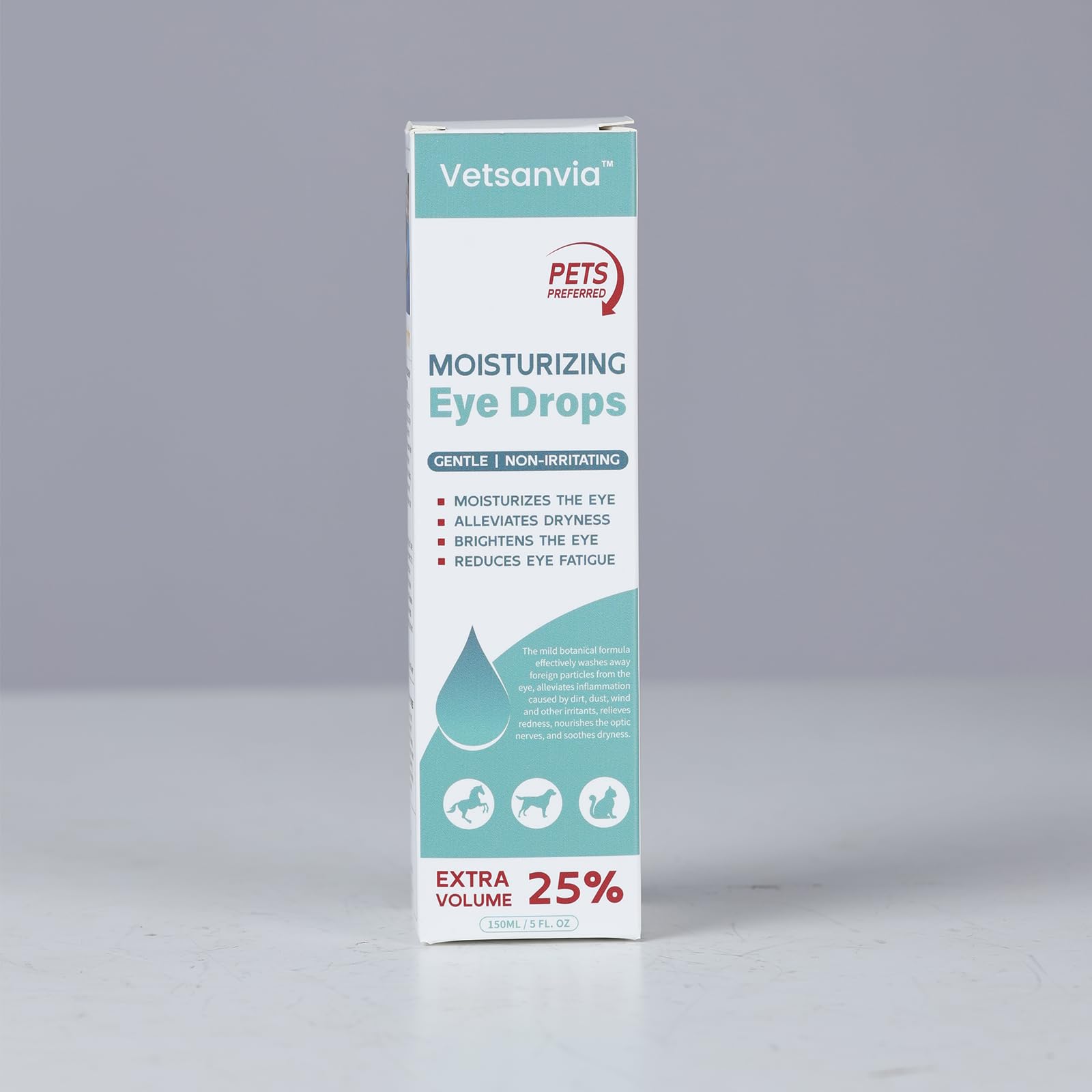 Vetsanvia Moisturizing Eye Drops for Horses Pets and Livestock Gentle Formula Pets Preferred Hydration Eye Solutions for Soothing
