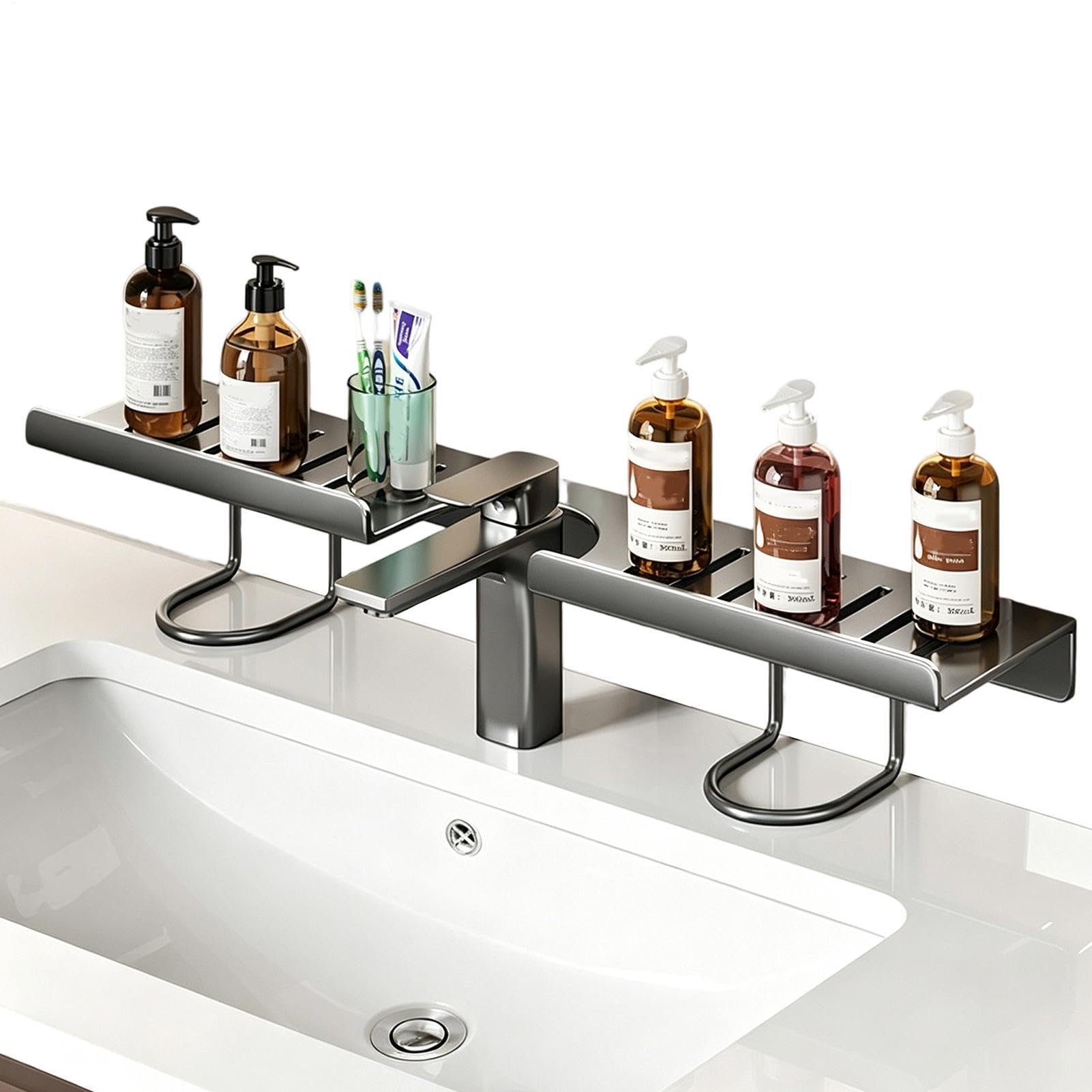 Generico Mensola Lavabo Bagno Organizer Asciugatura Cucina | Mensola Da Bagno Per Lavabo Sopra Rubinetto Per Sapone Spazzola Utensili Articoli Da Toeletta Bagnoschiuma Decorazione