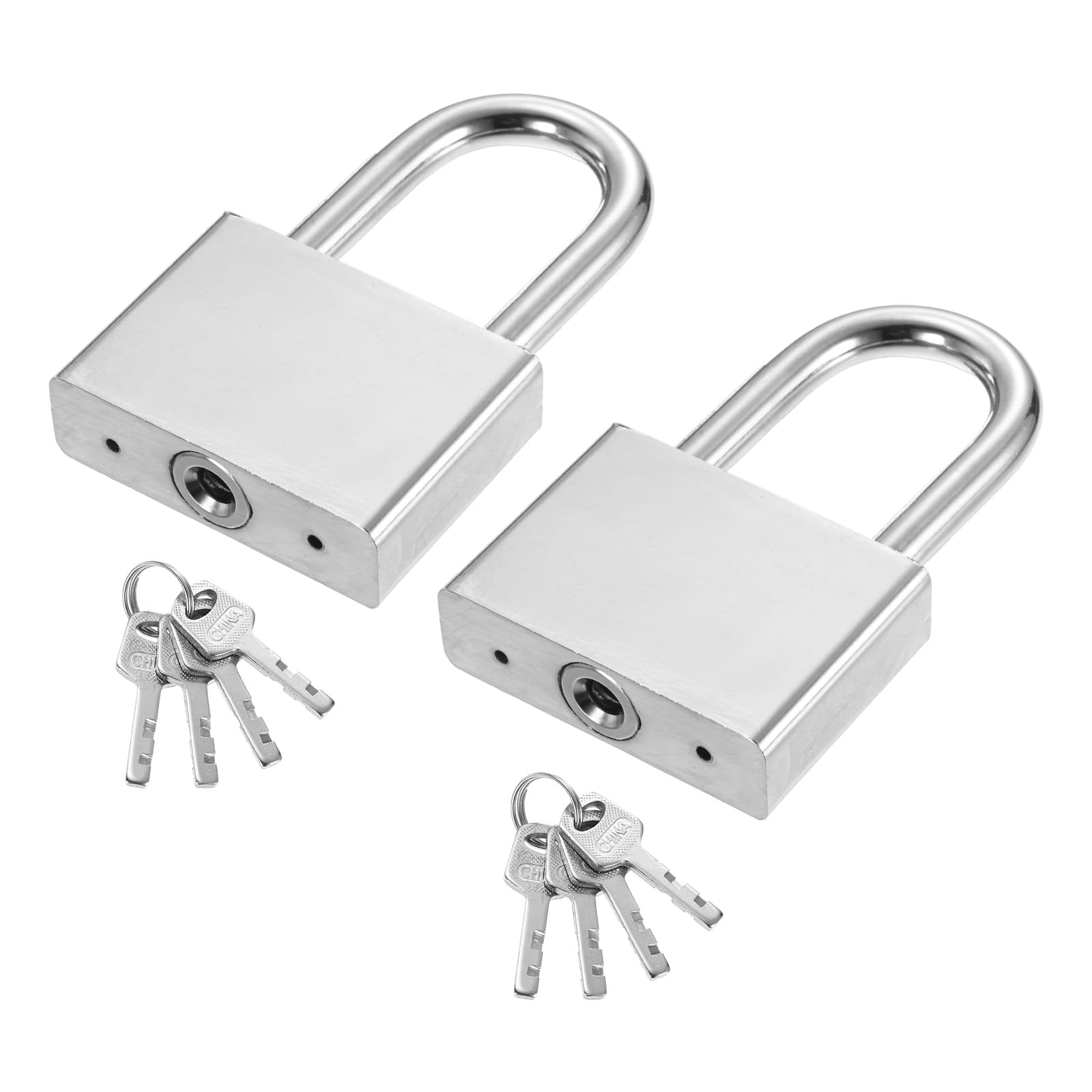 PATIKIL 2-1/4 Inch (58mm) Heavy Duty Lock, 2Pcs Alloy Steel High Security Padlock with 8 Keys for Gate Warehouse Shipping Container Storage Door Window (H:83mm)