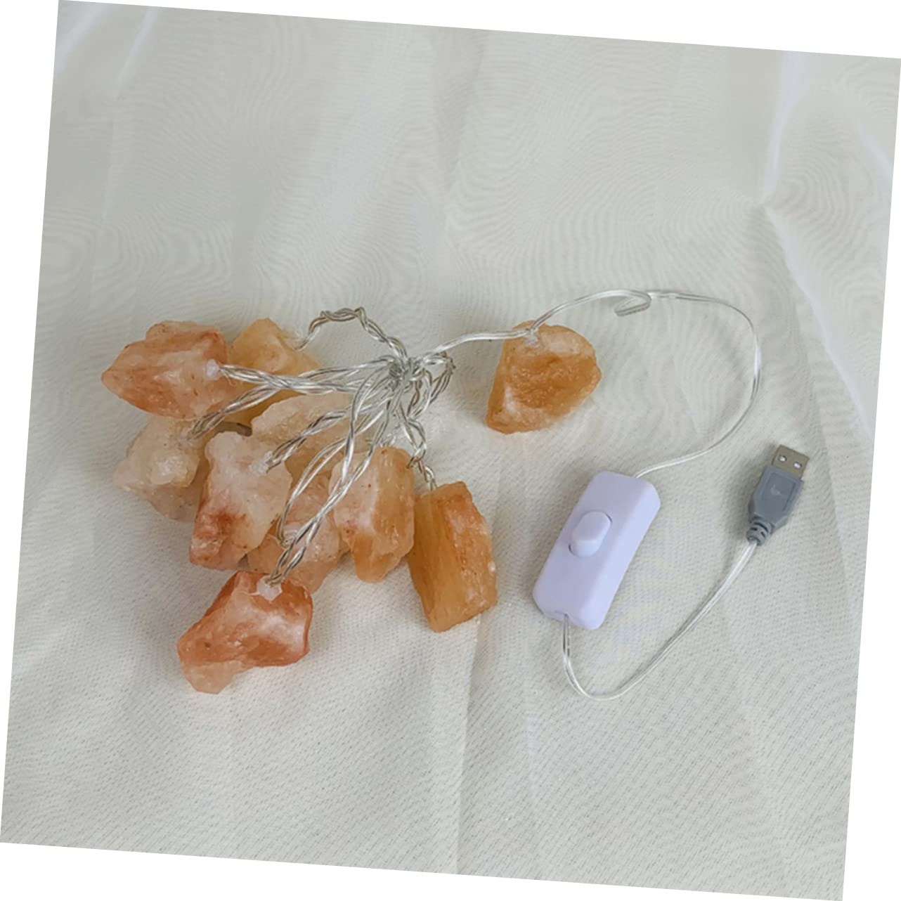 Operitacx Guirnalda de Luces Decorativas de Sal Naranja 10 Led, Luz Ambiental Recargable por USB para Dormitorio y Jardín