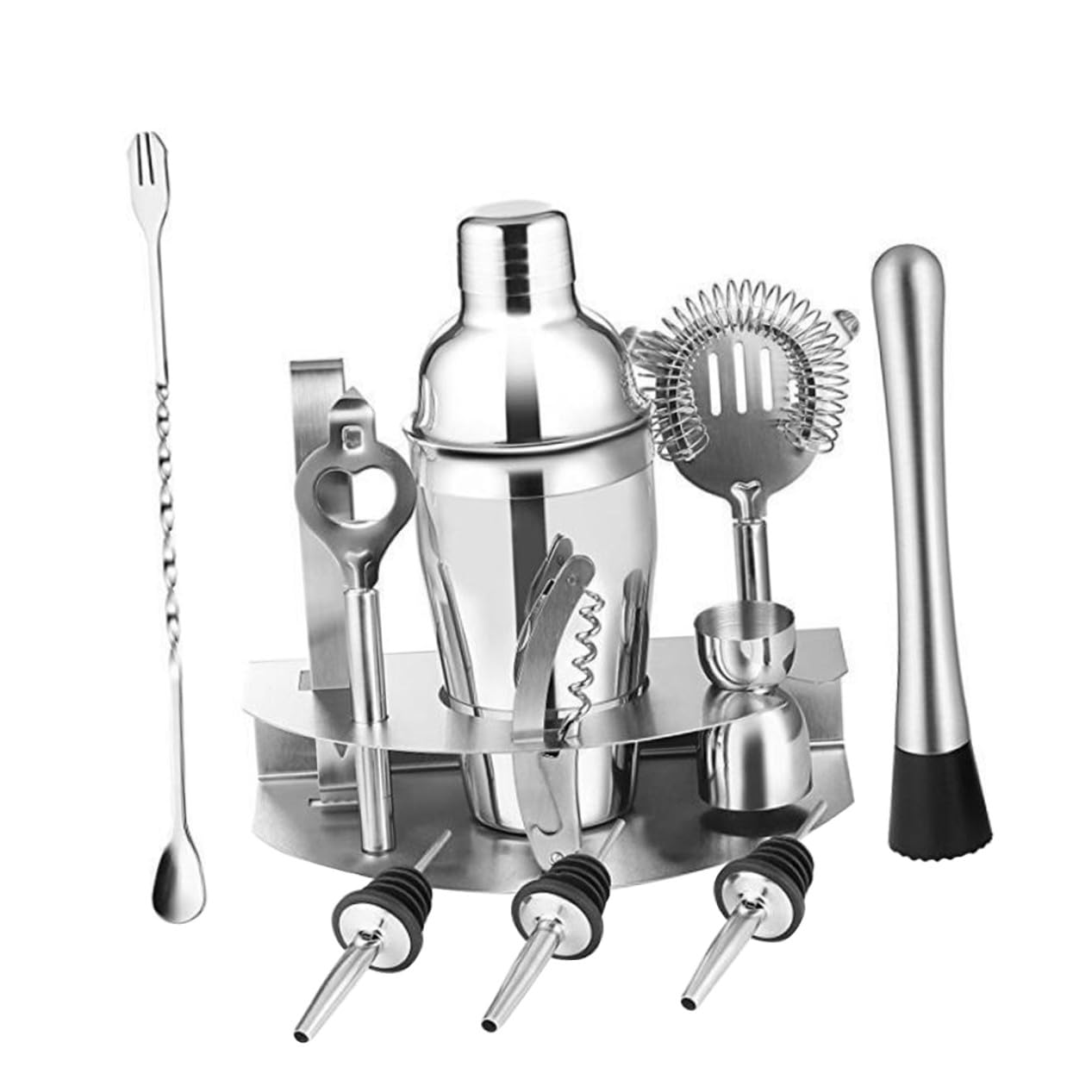 12 pezzi Shaker Cocktail in Acciaio Resistente con Kit Attrezzi per Barman Mixer per Preparare Drink Professionale per Bar Ristorante Pub Casa
