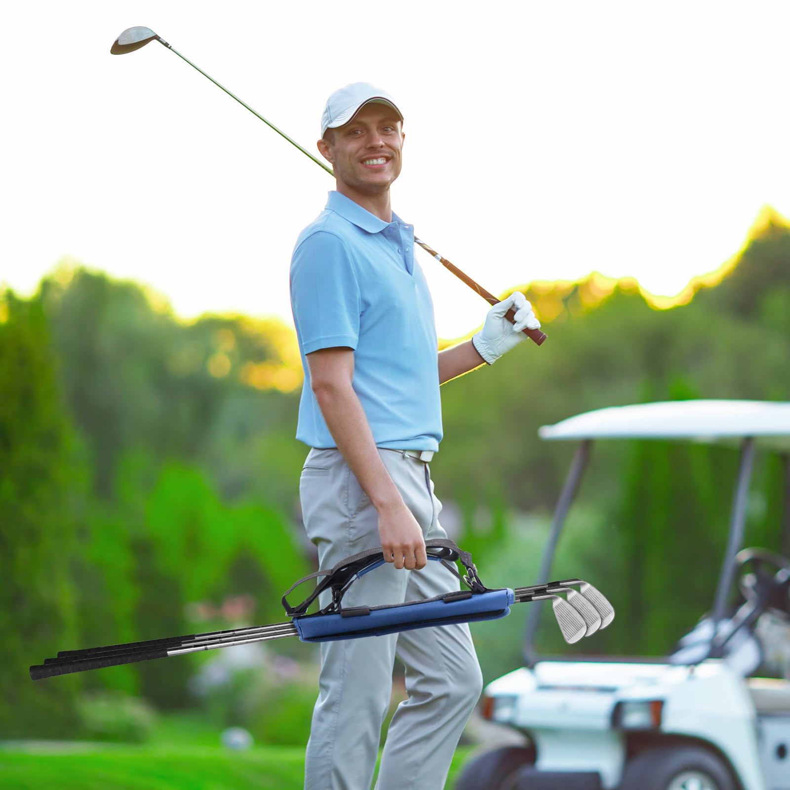 Borsa per mazza da golf, portatile, da golf, domenica, golf club, borsa da viaggio con cinturino regolabile per uomini e donne
