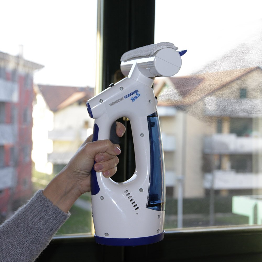 LINEA TIELLE SRL UNIPERSONALE Lave-vitres avec fonction d'aspiration, batterie rechargeable pour fenêtres, carreaux, miroirs et parois de douche, Window Cleaner 2 en 1