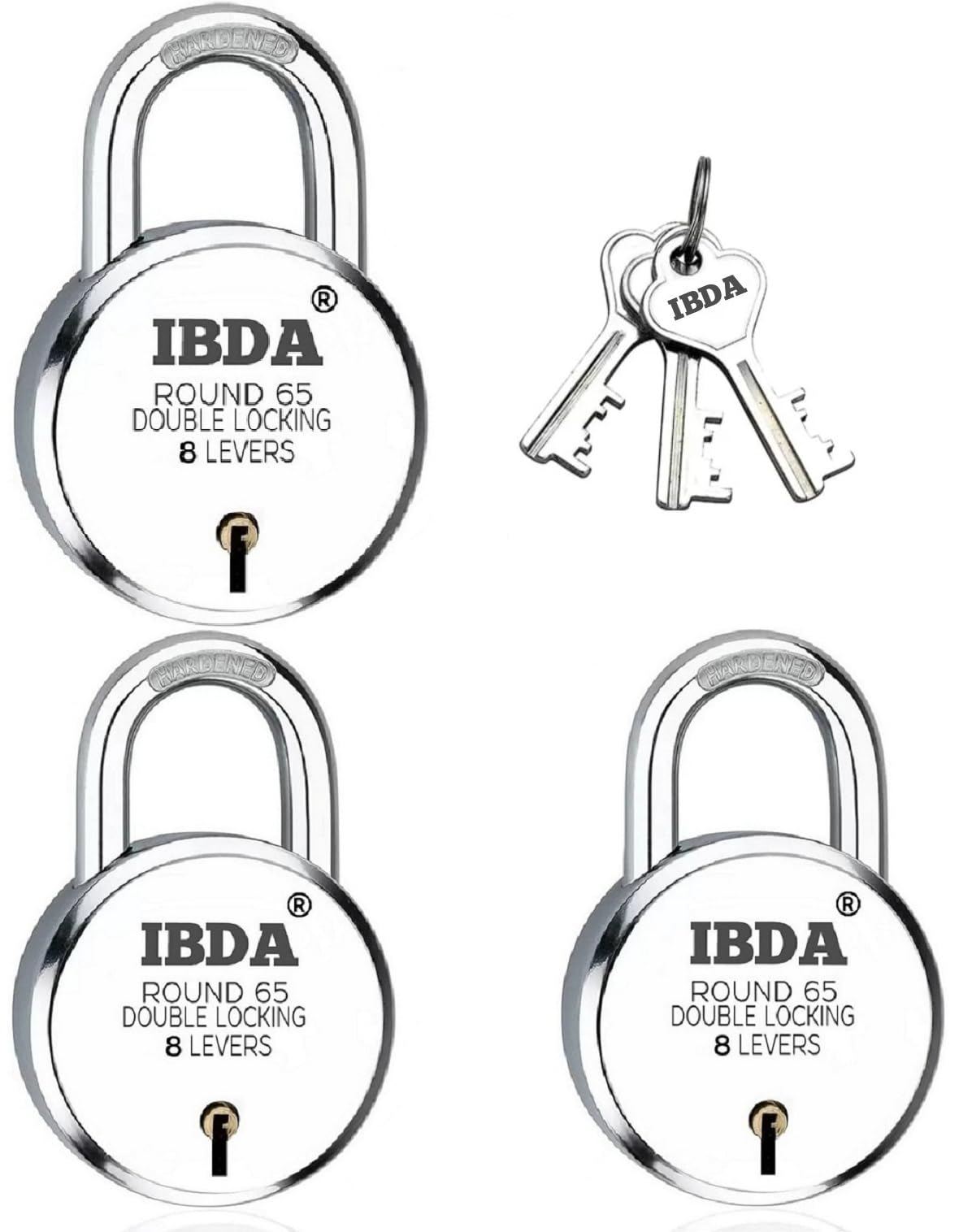 Buy IBDA 3 Lock with Same Key Double Locking Steel Body Common