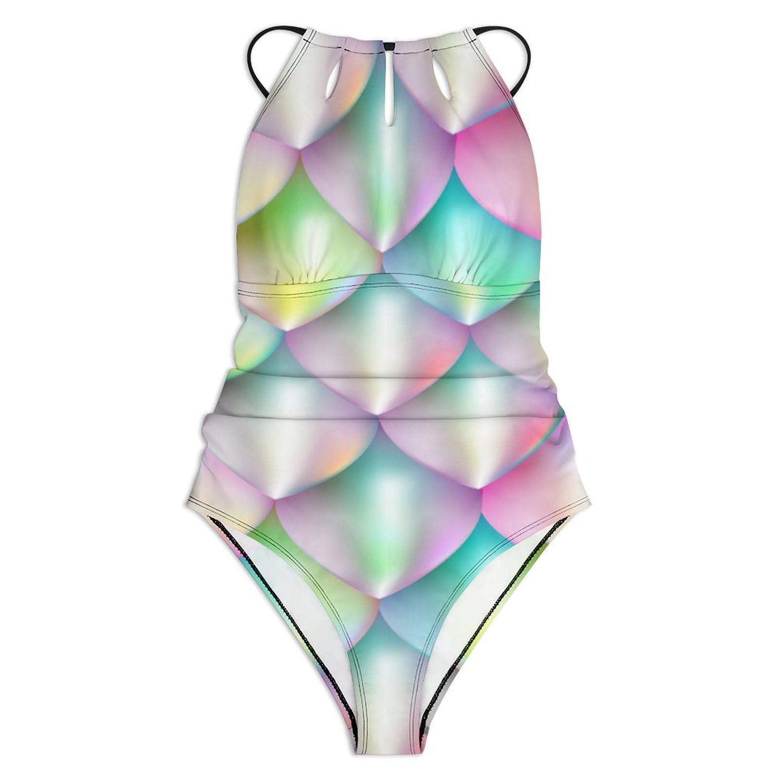 Farbige Meerjungfrauenflosse Damen Einteilige Badeanzug Bademode Bauchweg Swimsuit Schwimmanzug Tankini