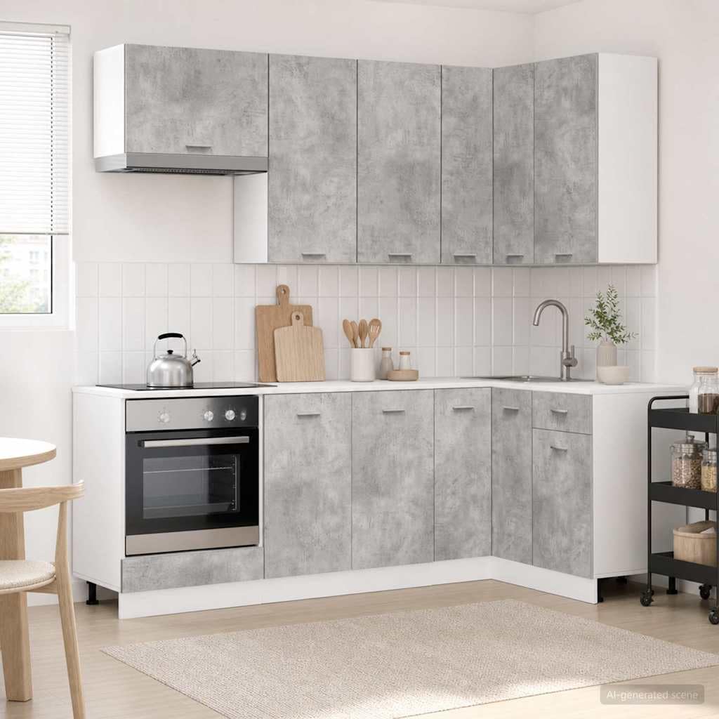 vidaXL Unità Cucina LYON 8 pz Grigio Cemento Legno ingegnerizzato