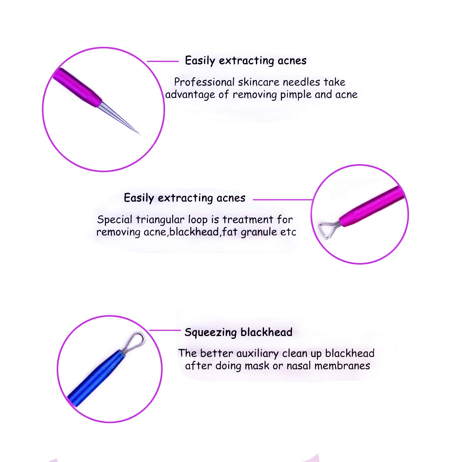 Pimple Popper Tool, 7PCs Spot Popper Comedone Blackhead Remover Kits with Curved Tweezers and Pimple Popper Spot Remover for Facial Skin