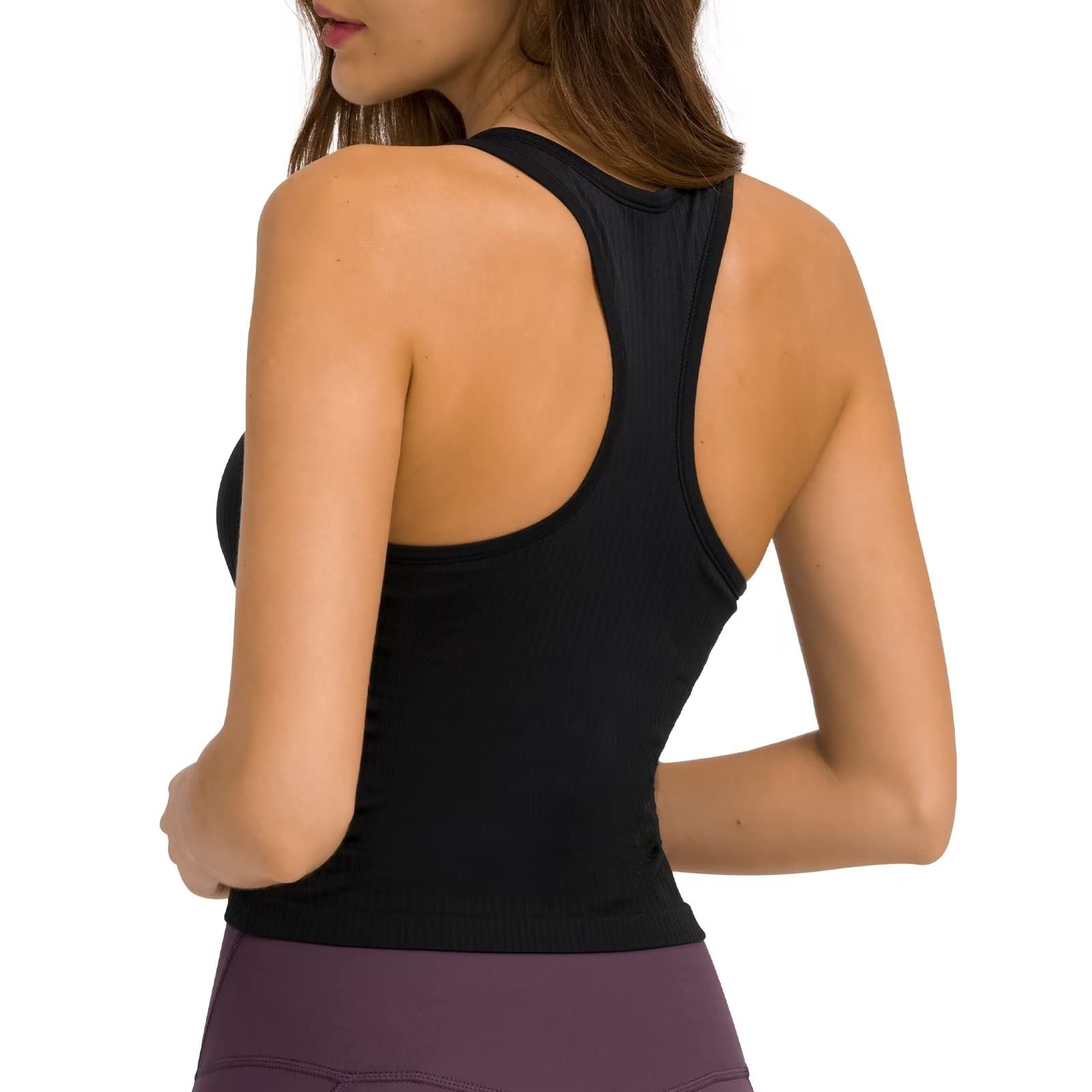 TERODACOWomen Tank Tops with Built in Bra Racer Back Sports Vest Tops Women  Quick Dry Cooling Gym Top Women Running Yoga Workout Crop Top,Lightweight