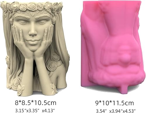 Miniatura 4 de cici store Molde de silicona de yeso de diosa para suculentas, maceta de hormigón, florero, yeso, molde de cemento, molde de arcilla, soporte para