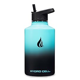 HYDRO CELL Stainless Steel Insulated Water Bottle with Straw - For Cold & Hot Drinks - Metal Vacuum Flask with Screw Cap and Modern Leakproof Sport Thermos for Adults (Teal/Black 64oz)