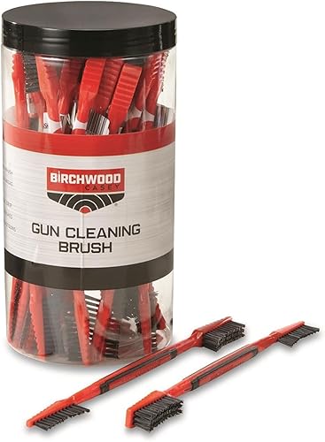 BIRCHWOOD CASEY Cepillos de limpieza de nailon de doble extremo, juego de cepillos de limpieza duraderos y versátiles para mantenimiento de pistolas