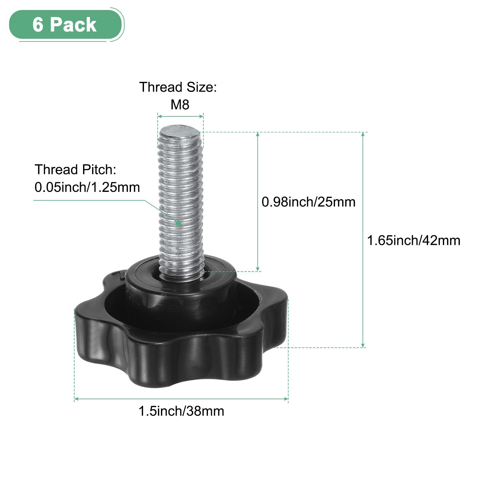 M METERXITY 6-Pack Star Clamping Knobs - Image 3