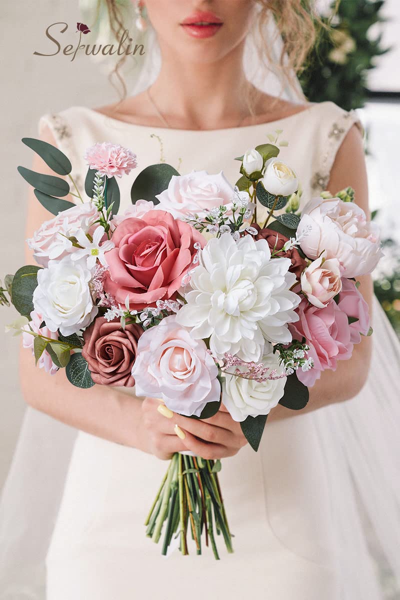 Amazon.co.jp: Serwalin 造花 ピンク ホワイト フェイクフラワー