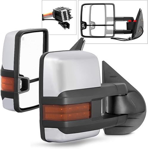 ACANII - Estilo 2015 Telescópica Potencia Calor+LED Señal Remolque Espejo Lateral Pasajero Para 2007-13 Silverado Sierra
