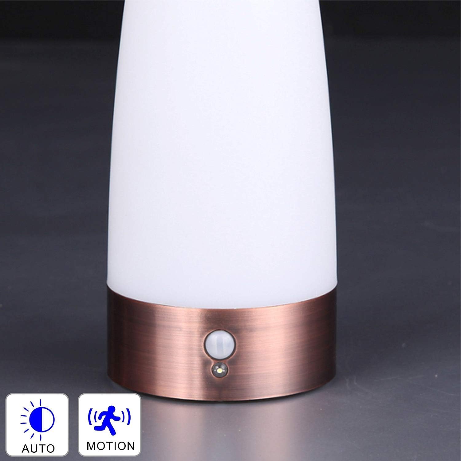 WRalwaysLX 2Pack Round Bedside Lamp PIR Motion Sensor LED Night Light,3 Modes Battery Powered Small Table Lamp,USE 3x1.5VAAA Battery,Sensitive Portable