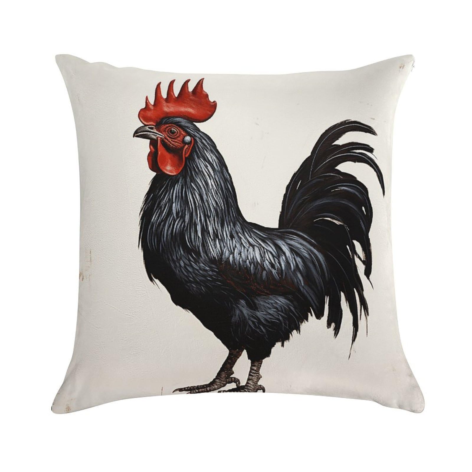 VstaDank Black Rooster Throw Pillow Cover Square Lumbar Throw Pillow Case Soft Decorative Cushion Cases Short Plush Pillowcase with Zipper Luxury Cozy Pillows Shams for All Seasons