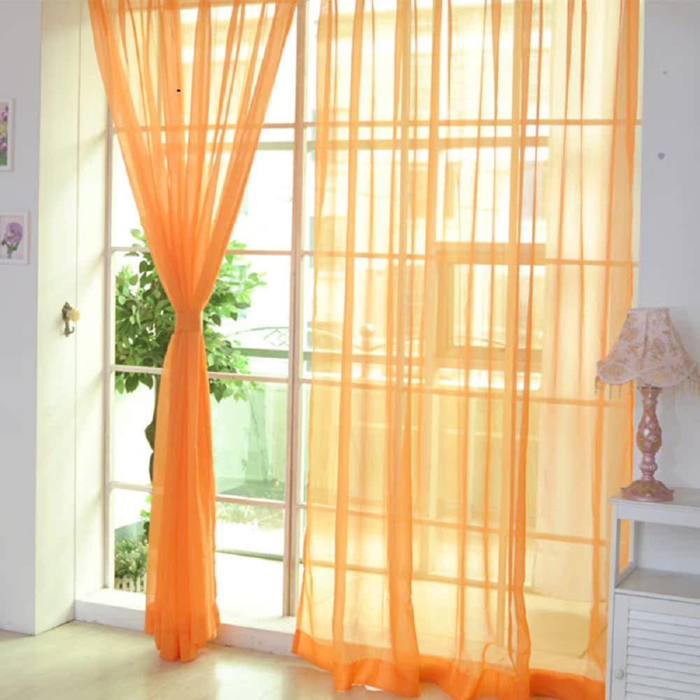 HooHero Yellow 100 Width Sheer Curtains Solid Colors Window Treatments Rod Pocket Top Style Window Panels for Kids Nursery Room Bedroom