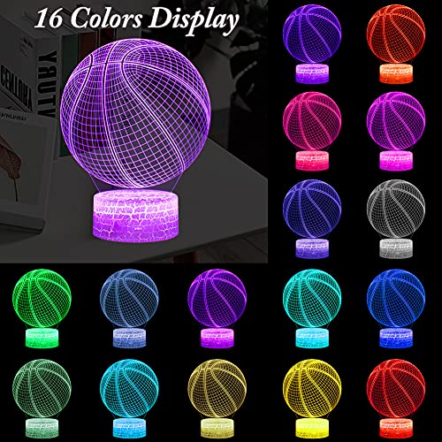 Miisong Basketball Night Light,3D Led Illusion Lamp With Remote Controller And Usb Cable 16 Colors Changeable Lights Best Birthday Xmas Gift For Basketball Player Children #TOP1