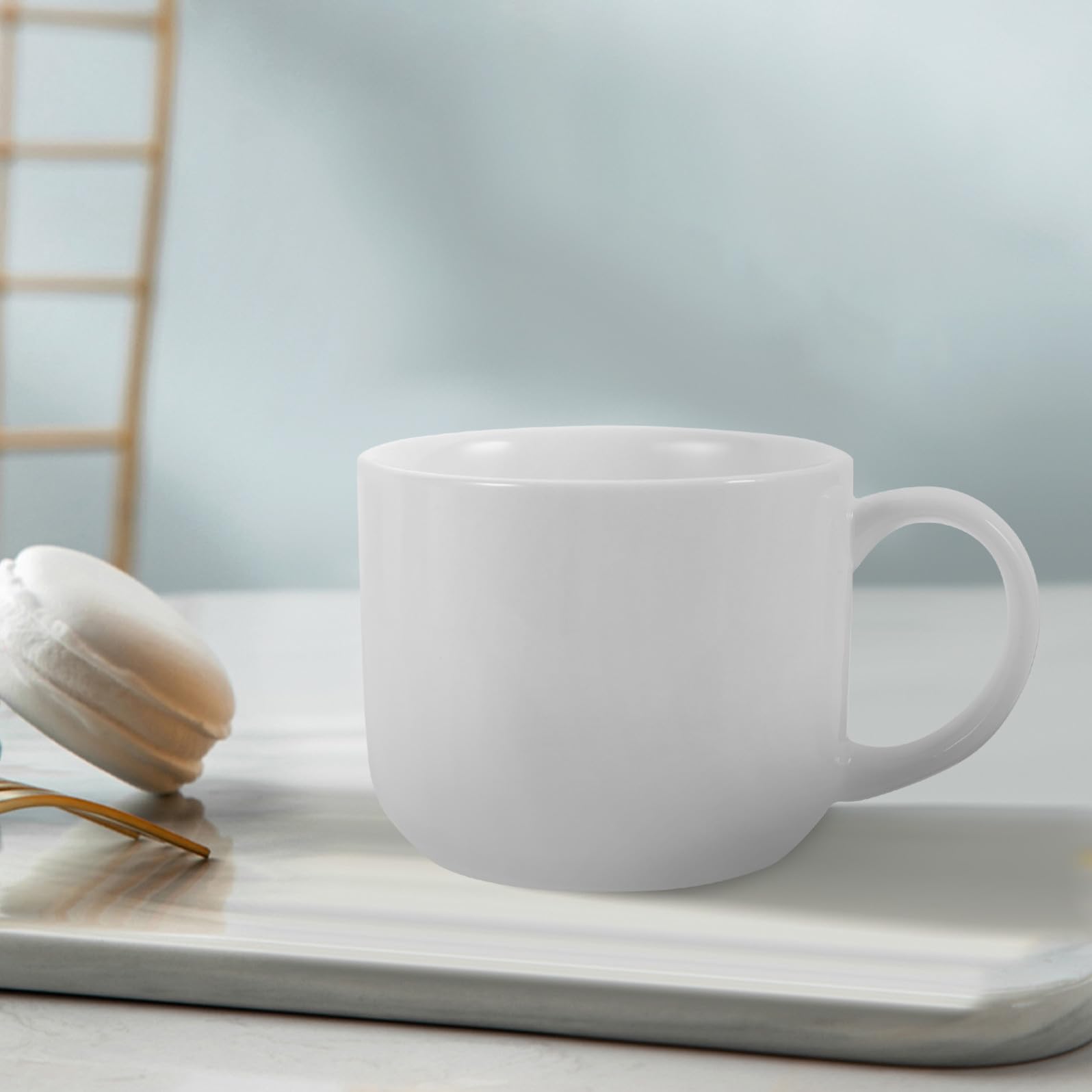 COLLBATH Juego de 4 Tazas de Cerámica con Soporte de Metal, Tazas de Café y Té para Casa y Oficina, Diseño Ergonómico, Apto para Bebidas Calientes y Frías, Adecuado para Cocina y Cafetería