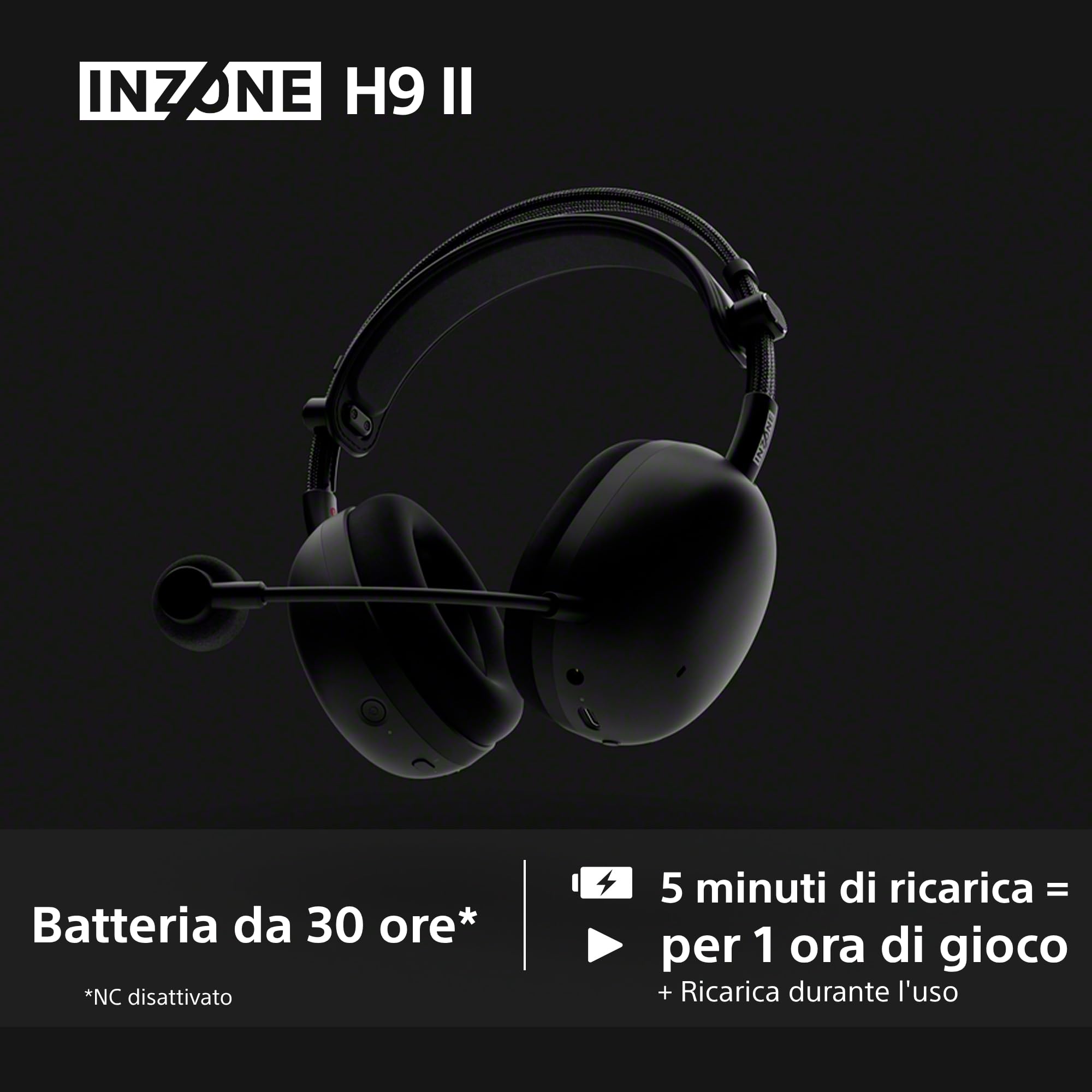 Sony INZONE H9 II Cuffie da gaming wireless con cancellazione del rumore – Audio spaziale a 360°, Microfono con riduzione del rumore, Batteria da 30 ore, Design leggero, Bluetooth Cablato, PC – White