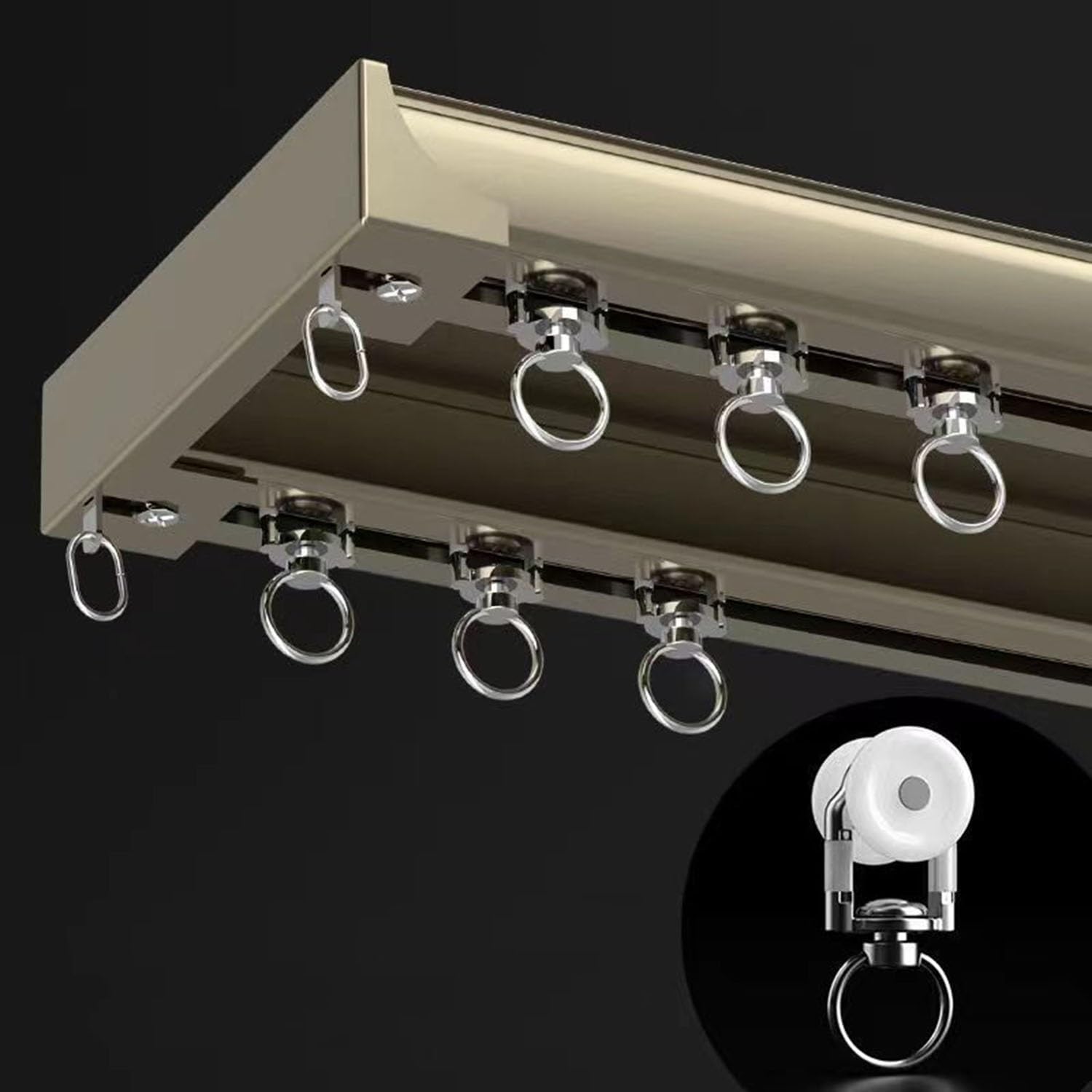Rail de rideau de plafond en aluminium finition champagne élégante de 4,2 m