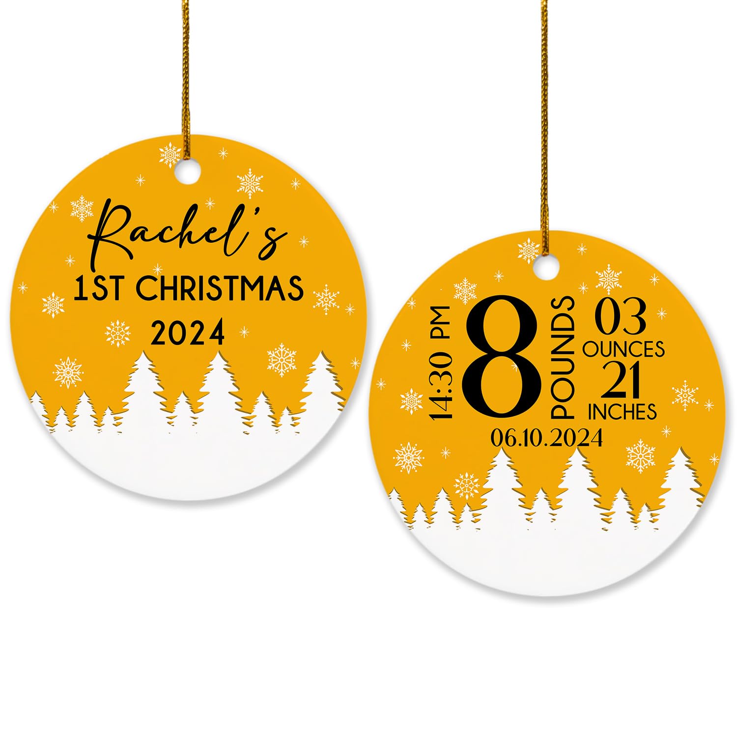 Baby's First Christmas Ornament, Baby 1st Christmas Ornament, Personalized New Baby Ornament, Baby Keepsake Gifts, Custom Baby Ornament Keepsake with Name 2024, New Born Chritsmas Tree Décor