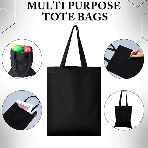 Miniatura 3 de Pinkunn 100 bolsas de lona a granel  Bolsas de algodón natural con asas de poliéster liso para manualidades