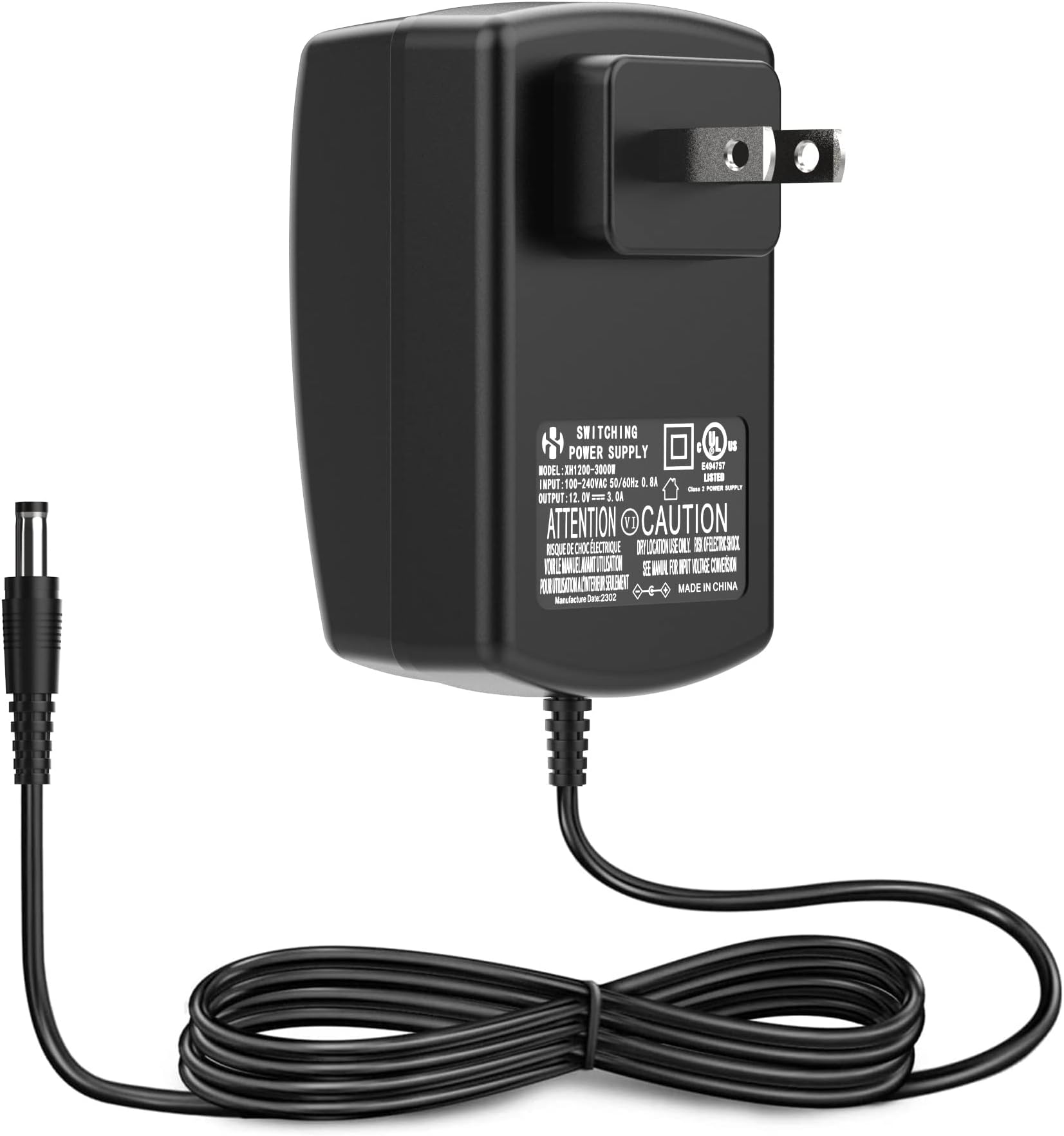 Comfier 12V 3A Power Supply,Charger Power Cord Replacement Fits for Comfier Massager, AC/DC Adapter Charger Cable Cord with 1.8 M