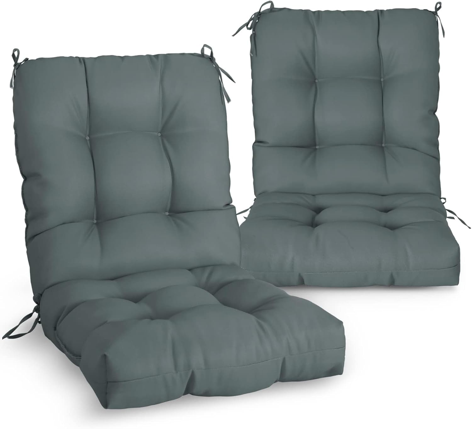 EAGLE PEAK Tufted Outdoor/Indoor Seat/Back Chair Cushions, Set of 2, 42'' x 21'', Gray