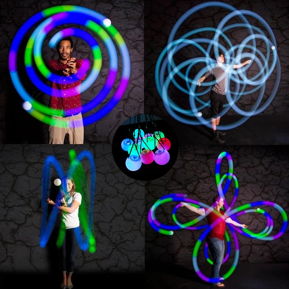 2 Pcs LED Poi Balls, LED POI Spinning Balls with 9 luminous functions - Image 4
