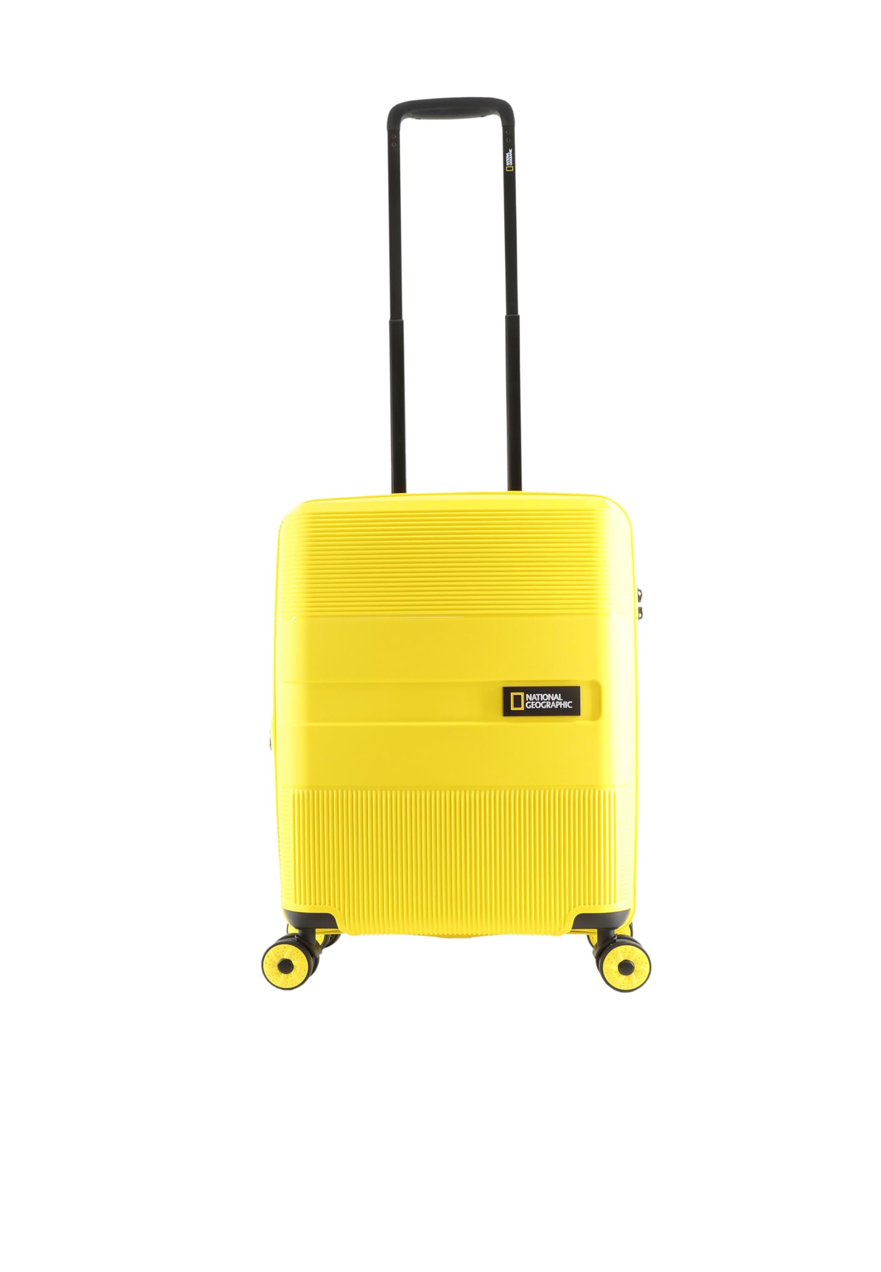 NATIONAL GEOGRAPHIC Cavern Carry-On Small Cabin PP Hardside Luggage Yellow, Durable/Unbreakable/Featherweight/Anit-theft Zipper/4 Double Wheel Combination Lock Suitcase Trolley Bag(49 cm/20 Inch).