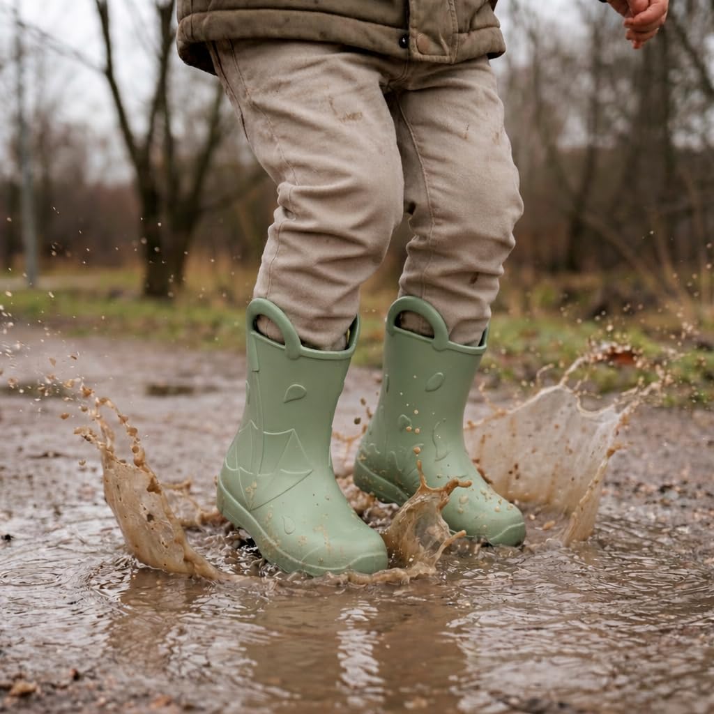 Bottes en caoutchouc EVA pour enfants avec poignées ultra légères, imperméables et antidérapantes, 22/23-34/35.