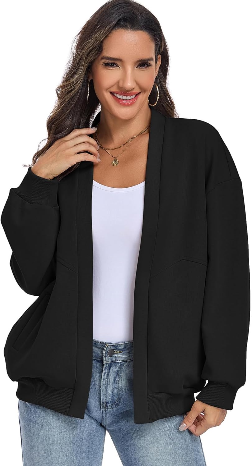Women's Oversized Cardigan Loose Lightweight Open Front Sweatshirt Casual Long Sleeve Athletic Jackets - Image 3
