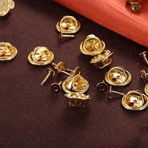 100 Pairs Butterfly Clutch Tie Tacks Pin Back Replacement with Blank Pins for Craft Making (Golden)
