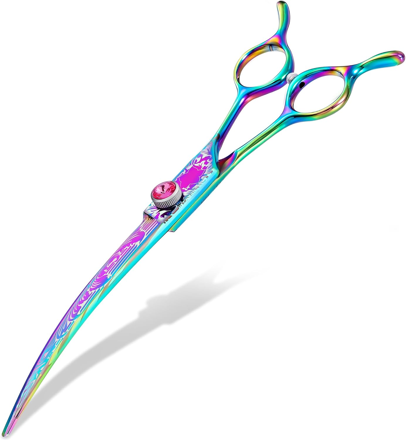 Univinlions 7 Inches Curved Dog Grooming Scissors Dog Trimming Cutting Scissors Professional for Dog Cat Pet Animal Grooming on Face and…