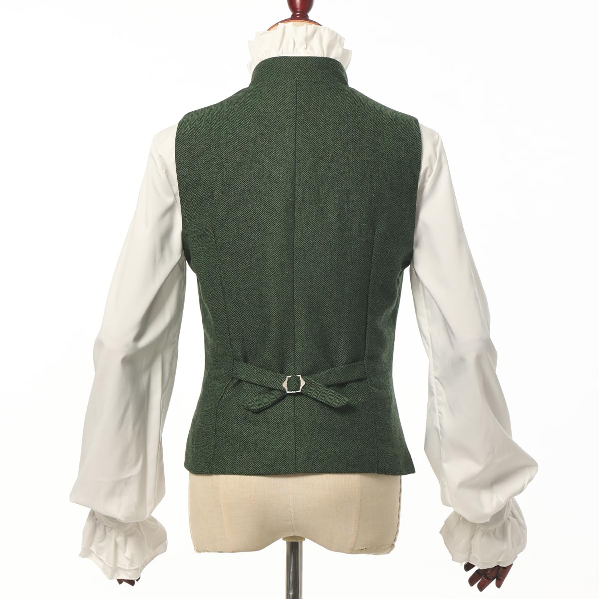 CAMDOM Damen 50er Jahre Vintage Tweed Slim Fit Weste V-Ausschnitt Zweireihiger Mantel mit Taschen Ärmellos