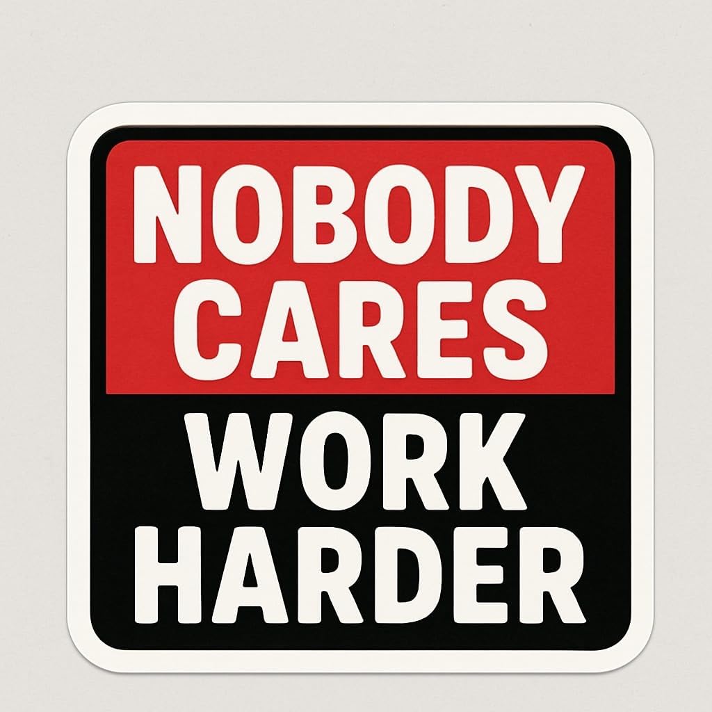 Nobody Cares, Work Harder, 2.5 in (3pcs) or 5 in (1 pcs) - Hard Hat Stickers, Mechanic, Laborer, Welder, Worker Helmet Decals, Construction Decal (5in)