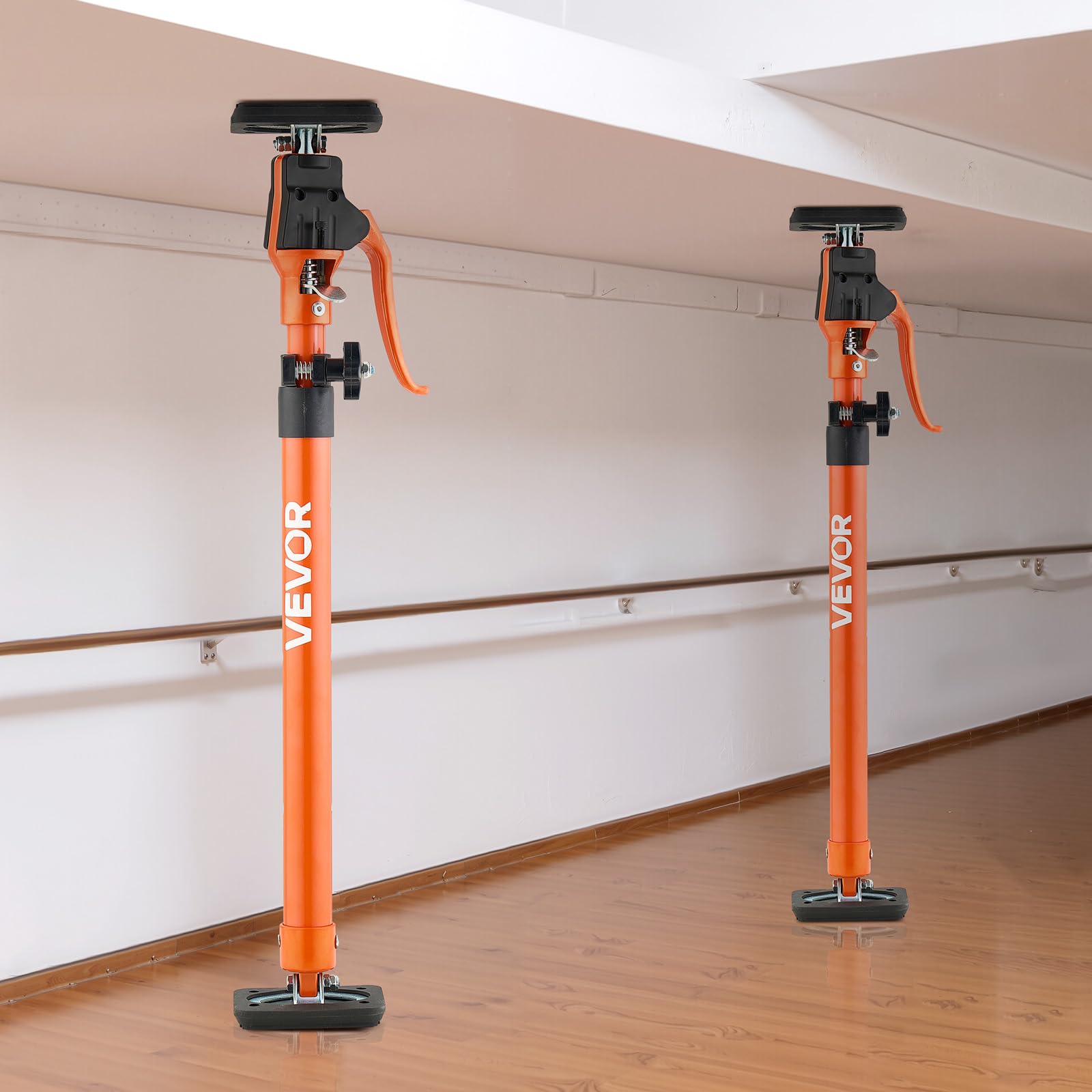 VEVOR Asta di Supporto per Martinetto, 2 Pezzi, Asta di Supporto Rapido Telescopica in Acciaio da 64,5-115 cm, Sistema Regolabile a 3 Mani con Capacità 100 kg per Sollevamento di Cartongesso