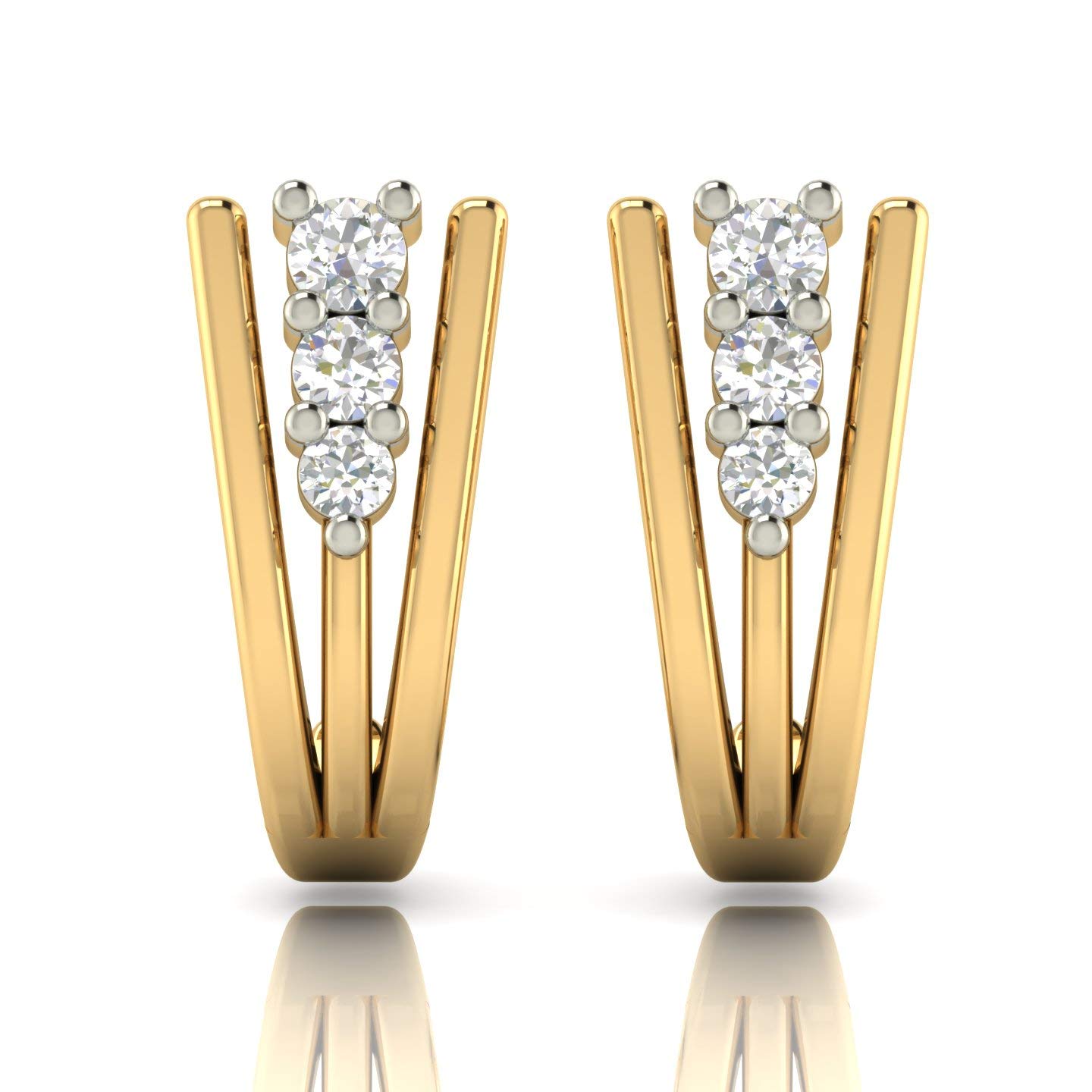 avsar 18k (750) Yellow Gold and Diamond Stud Earrings for Women-picture-36