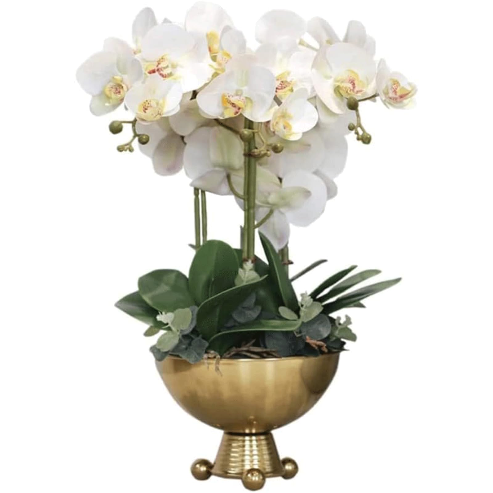 DFGHNBVC Vivid Fake Flowers Artificial Flowers Flower Home Golden Flower Pot Plastic Flower Arrangement Dining Room Office Decoration