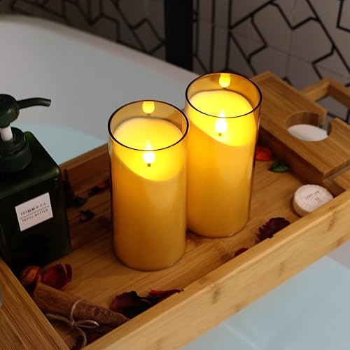 Miniatura 3 de NURADA Velas sin llama con temporizador remoto juego de velas falsas acrílicas de pilar LED de mecha 3D para decoración del hogar, ambiente