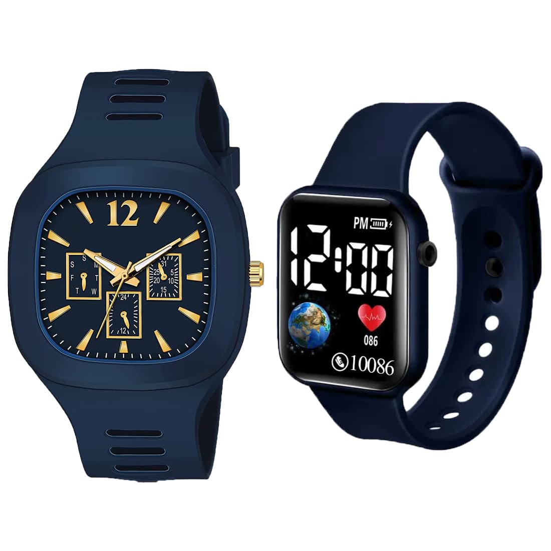 Goldenize Fashion Stylish Square Analog and Waterproof LED Display Fashionable Children Kids Boy Men Digital Sports Watch for Kids, Boy & Girls-Digital Watch for Kids Return Gift(Pack of 2) (Blue) (B0C9GVJHXN) Amazon Price History, Amazon Price Tracker