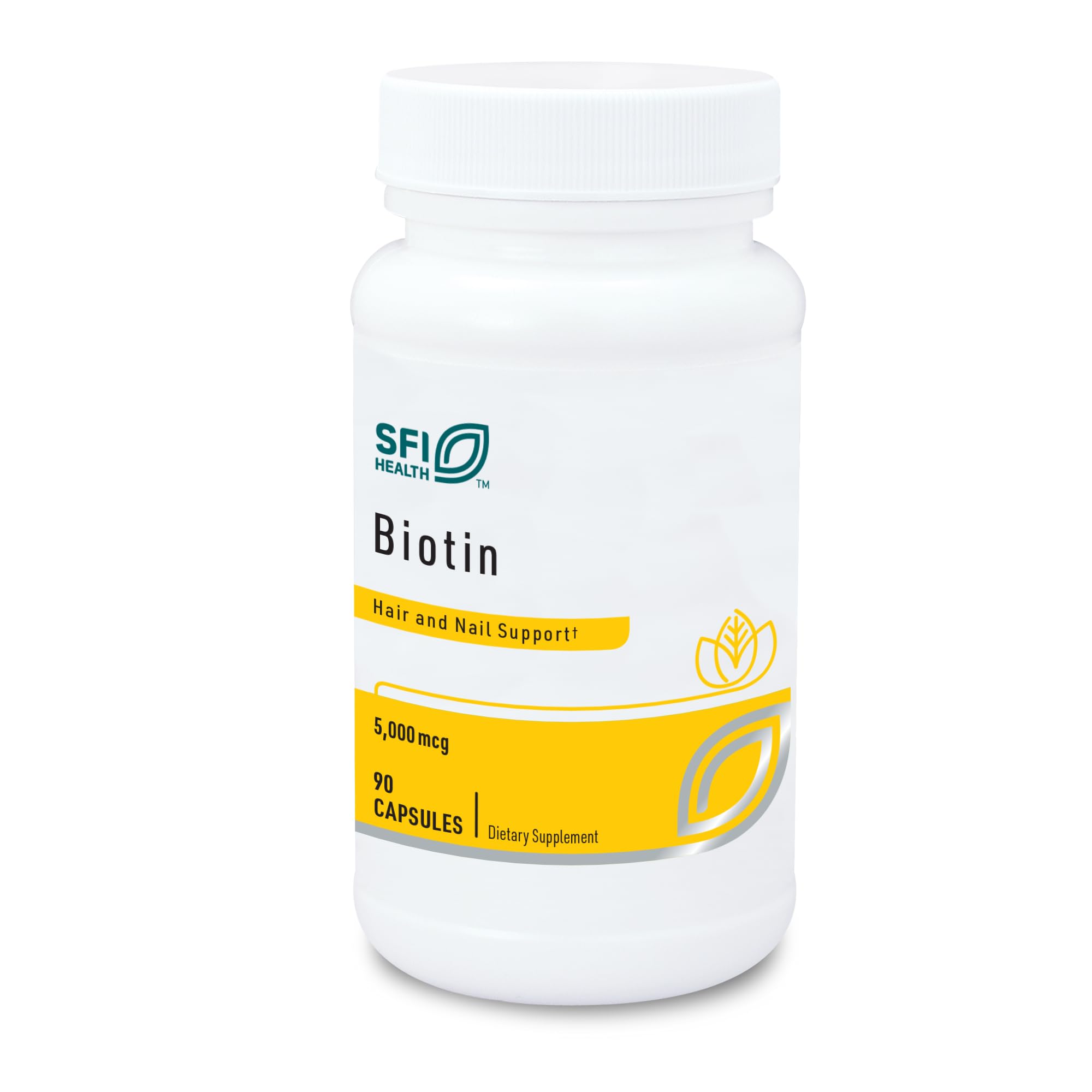 Klaire Labs SFI Health 5000mcg Biotin Pills - High Potency Biotin Supplement - Vitamin Involved in Skin & Hair Nutrition - Corn-Free, Small, Easy-to-Swallow Hypoallergenic Pills (90 Caps)