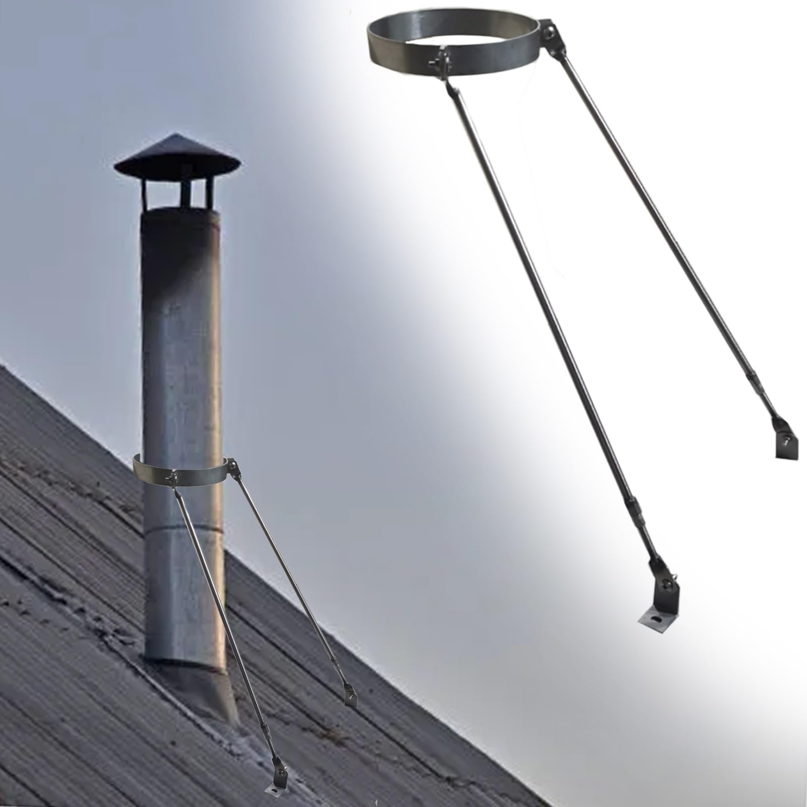 Support de cheminée mural extensible de 10 à 25 cm pour stabiliser les tuyaux de poêle
