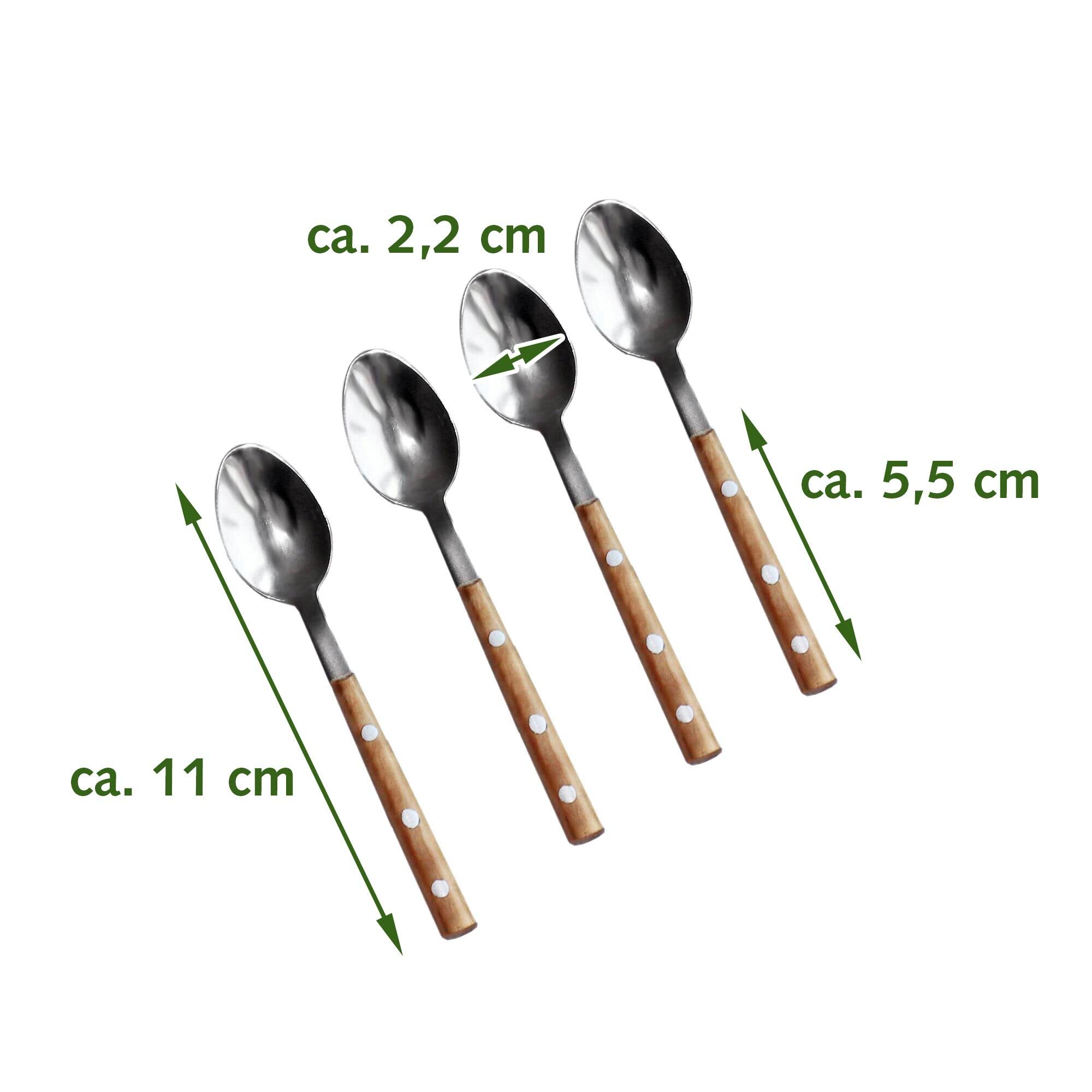 NATUREHOME Juego de 4 cucharas de café de madera de olivo de diseño premium, naturales, ecológicas, ecológicas