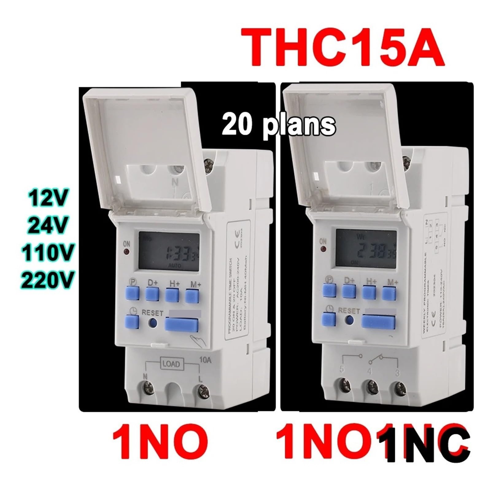 THC15A Typ szyny din 2 przewody tygodniowe 7 dni programowalny cyfrowy przełącznik czasowy przekaźnik czasowy sterowanie AC 12V 24V 48V 220V 230V (1NO 24V)