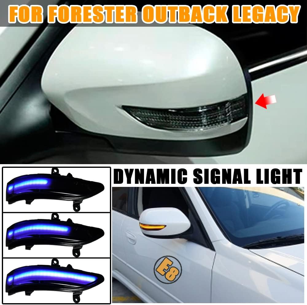 Hacreyatu Dynamic LED Side Mirror Sequential Turn Signal Light Indicator For Subaru Forester Outback Legacy Tribeca Impreza wrx sti sedan (Yellow-Blue)