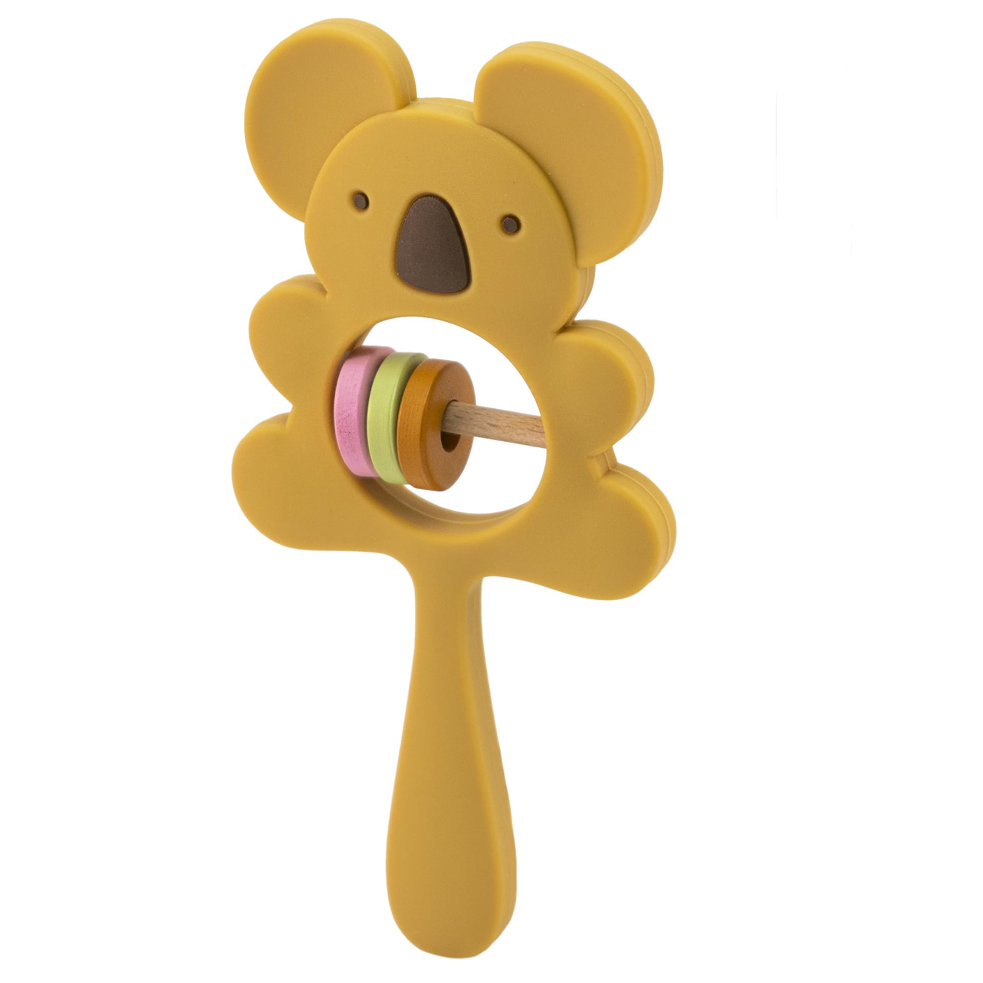 BABYZOCO Sonajero Koala, Sonajero de animal, juguete recién nacido, sonajero silicona, regalo para bebe, sonajero bebe recién nacido, mordedor de silicona Koala, 15.5 cm, Silicona, Amarillo