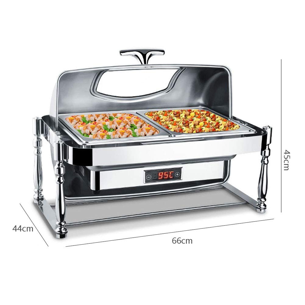 Calentadores de Comida Chafing Dish Calentador para Buffet Set Bandejas de Calentamiento de Acero Inoxidable, Ideal para Celebraciones Familiares Full Size with 1/2 Inserts