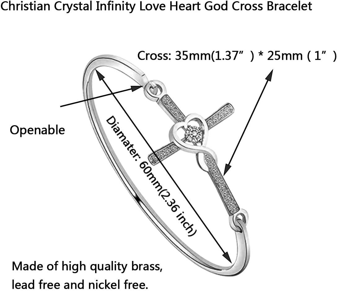 Christian Bracelet Infinity Love Heart God Cross Bracelet Cross Bangle Religious Gift for Women - Image 3